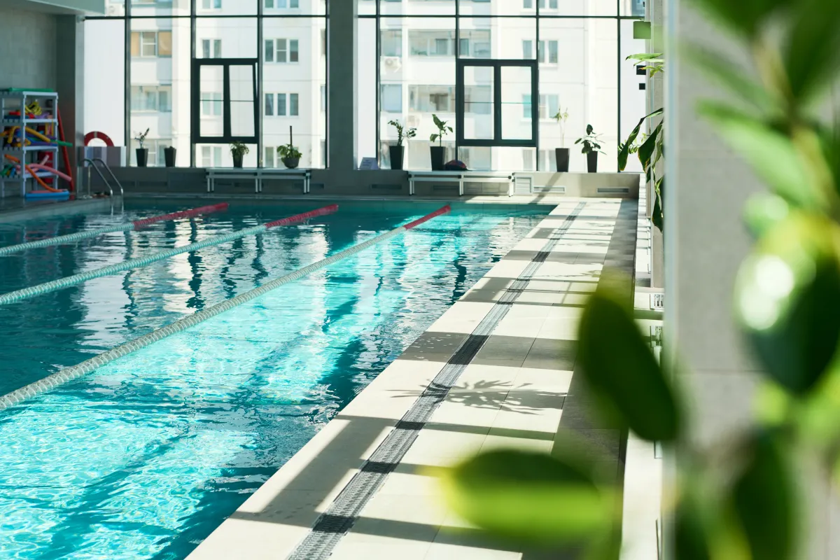 An indoor lap pool