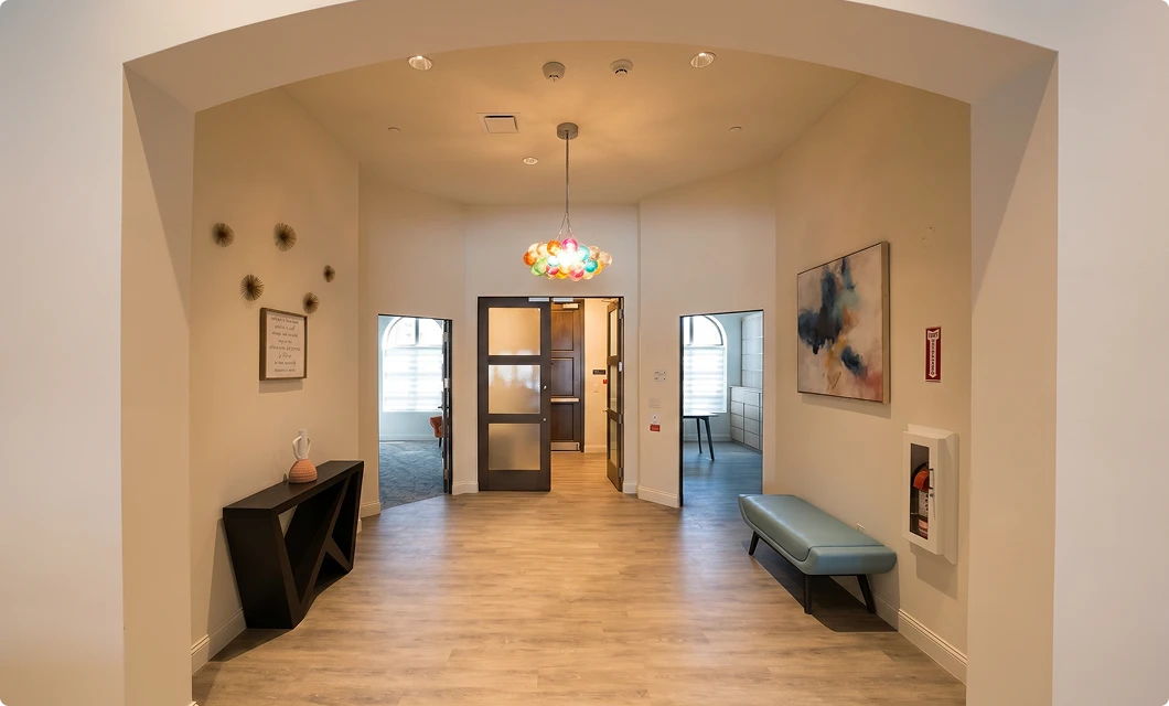Doors into private rooms at the Corbett campus