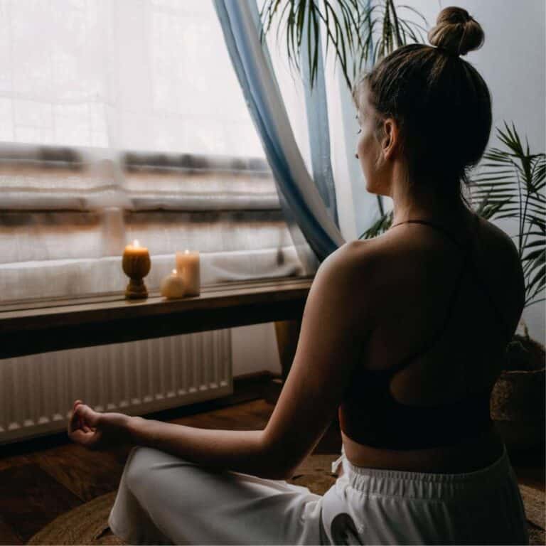  Meditation Therapy Woman Meditating with Candles