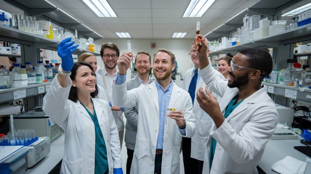 photo of doctors celebrating in a lab about rapamycin | Virtue Recovery Center